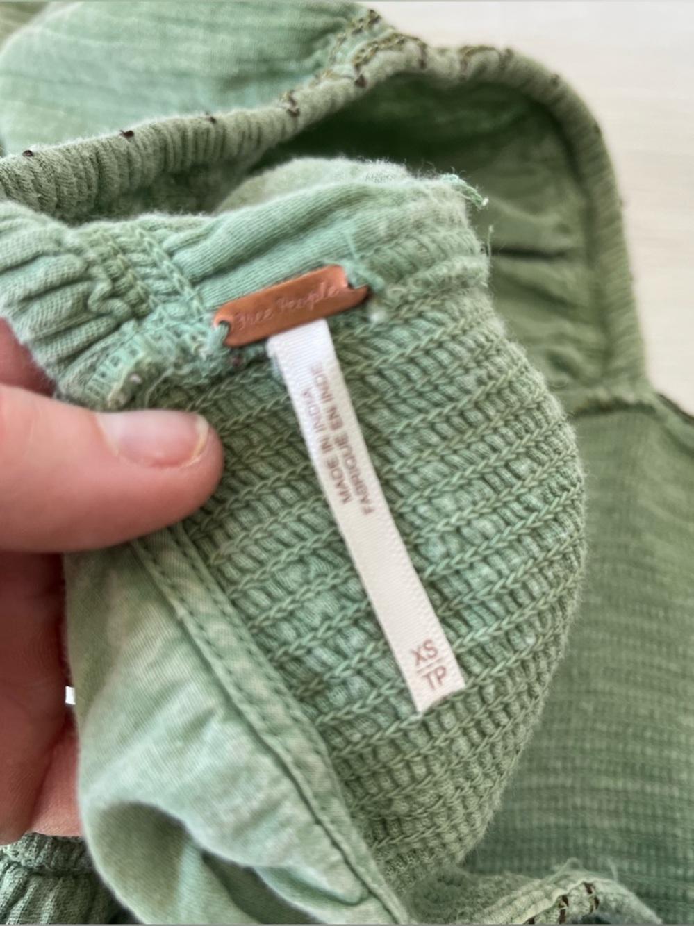 Free People Easy To Love Light Sage Smocked Mini Dress - Picture 2 of 12